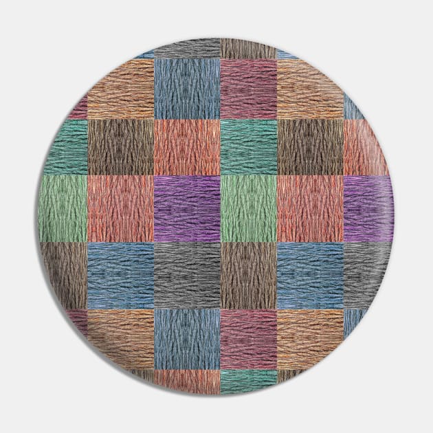 Classic Colorful Chequered Pattern with Wood Texture Feel Pin by GeeTee