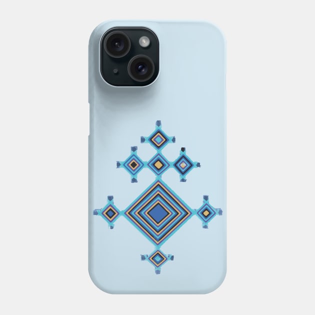 Blue god's eye mexican huichol wixarika woven string art boho chic decoration Phone Case by T-Mex