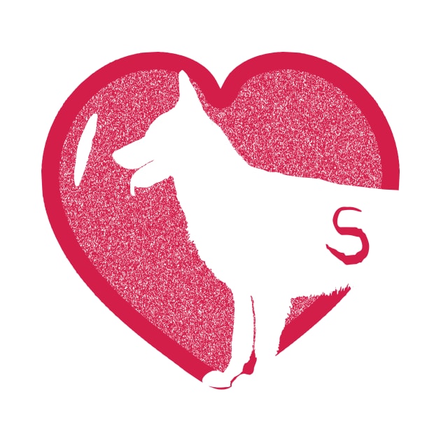 Minimalistic Red Heart I Love German Shepherds simple White Background by pelagio