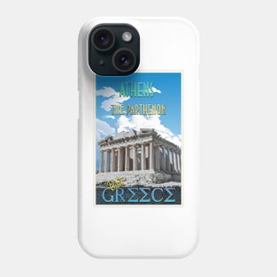 The Parthenon Retro Travel Poster Phone Case