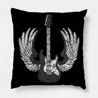 Vintage distressed Guitar Rock and Roll Music Player Pillow