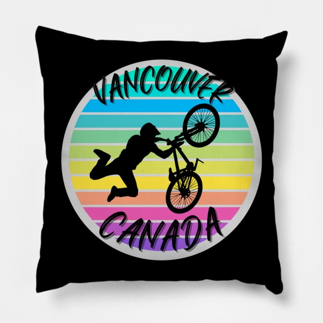 Vancouver Canada Mountain biking Pillow by Aspectartworks