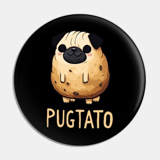 Pugtato Pug Potato Dog Humor Pin