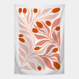 Terra Peach Abstract Florals Tapestry