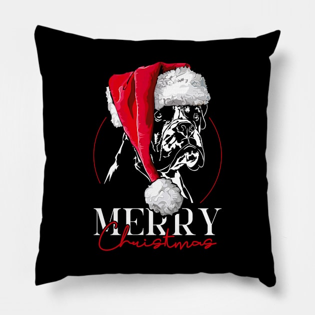 Funny Santa Boxer Dog Merry Christmas dog Pillow by wilsigns