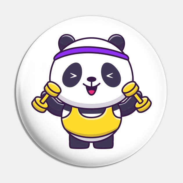 Cute Panda Gym Lifting Dumbbell Cartoon Pin by Catalyst Labs