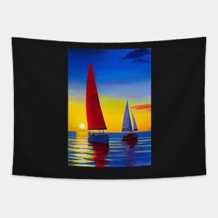 PRETTY SAILBOATS AT SUNSET Tapestry