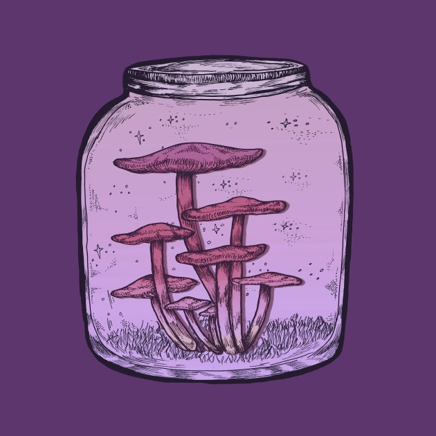 Purple Mushroom Jar || Psychedelic Illustration by chrystakay