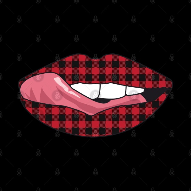 Vintage Lips Retro Style Tongue Flannel Pattern Popart Gift by HypeProjecT