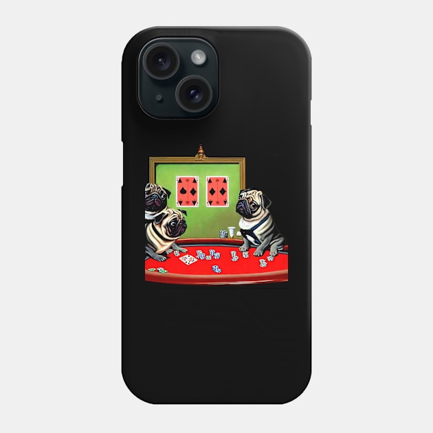 Pugs playing poker Phone Case by Arassa Army