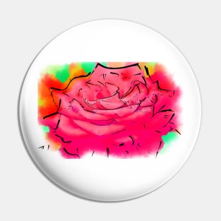 Soft Red Rose Bloom In Abstract Watercolor Pin