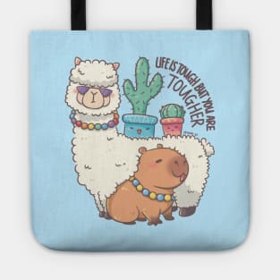 Life is tough but you are tougher - Alpaca Capybara Cactus Gang Tote