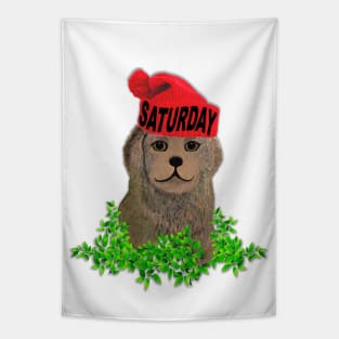 Saturday Mood Beanie Puppy Tapestry