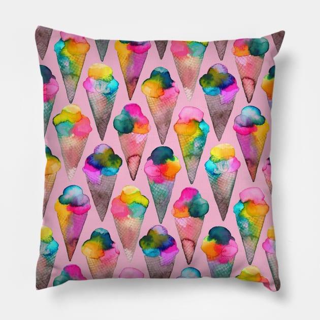 Ice Creams Pink Pillow by ninoladesign