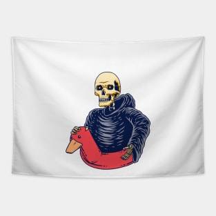 Grim Reaper Riding a Duck Float Tapestry