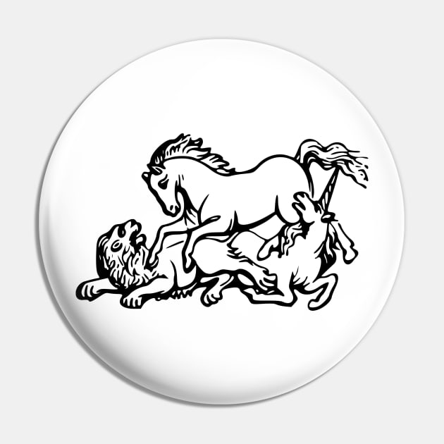 Horse Unicorn Lion Pin by linesdesigns