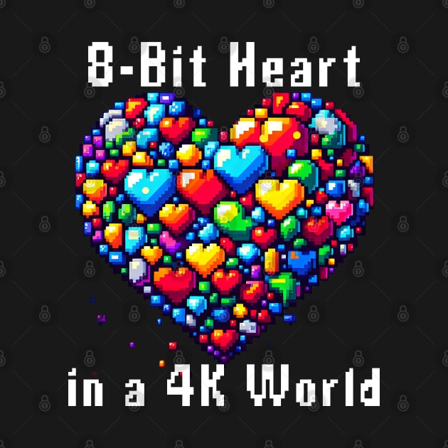 8 Bit Heart in a 4K World for Retro Video Gamer by Shirts by Jamie