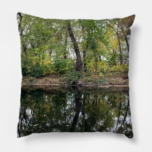 Fall Foliage Panoramic Creek - Indian Creek in Overland Park Pillow