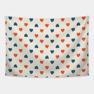 Stylized red and blue hearts on a light background. Tapestry