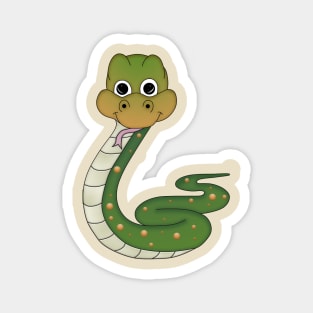 Cute Cartoon Snake, Greens and Oranges Magnet