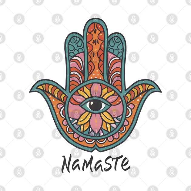 Namaste - Hamsa hand by Neon Galaxia