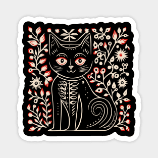 Lino Cut Cat Magnet