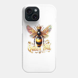 Majestic Queen Bee Illustration Featuring a Crown and Intricate Wings Phone Case