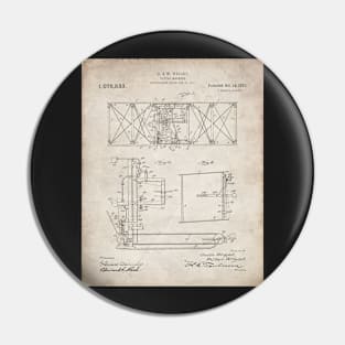 Wright Brothers Aircraft Patent - Aviation Art - Antique Pin