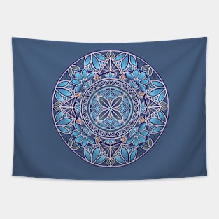 Floral Star Pacific Mandala blue sky Tapestry