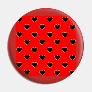 Black Hearts of Red Background Pin