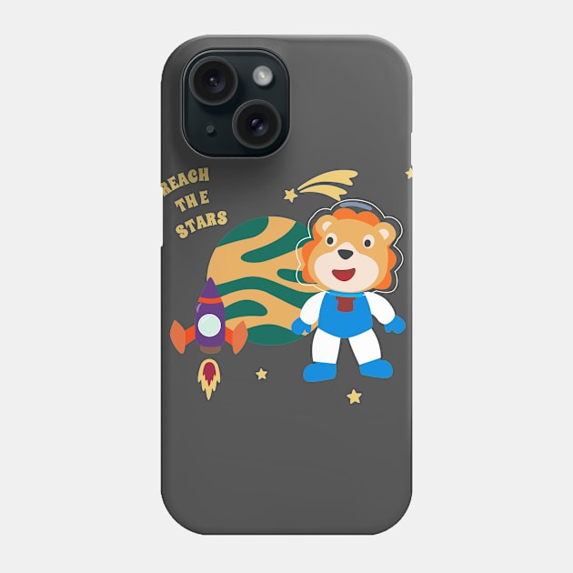 Space lion or astronaut in a space suit with cartoon style Phone Case by KIDS APPAREL