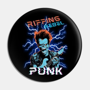 Skull Punk Riffing Rebel Pin