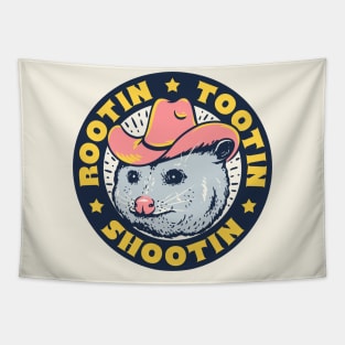 Rootin Tootin Shootin - Cowboy Advice | Poss Possum Opossum | Dark Frame Tapestry