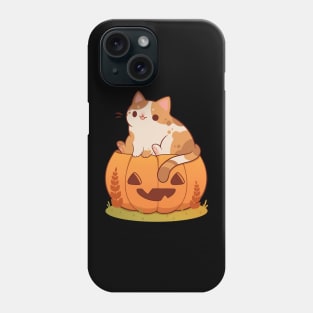 Orange pumpkin cat Phone Case