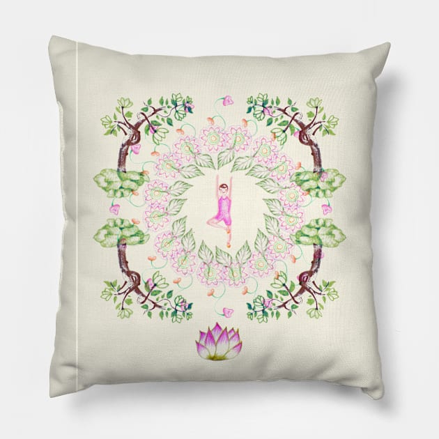 yoga garden VI Pillow by ecrimaga