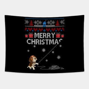 Merry Christmas Funny Naughty Beagle Tapestry