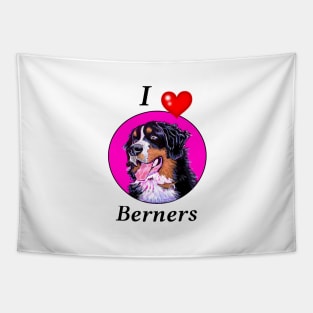 I LOVE BERNERS CARTOON FUCHSIA Tapestry