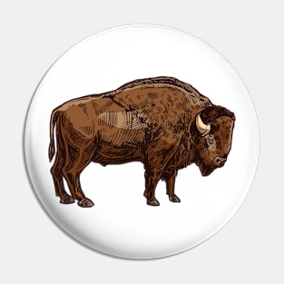 American Bison Distressed Buffalo Funny American Bison Pin