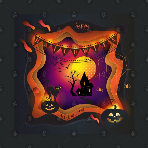 Halloween night party illustration Holiday decoration by sofiartmedia