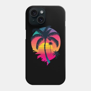 Synth Island Sunset Synthwave Aesthetic Palm Tree Silhouette Phone Case