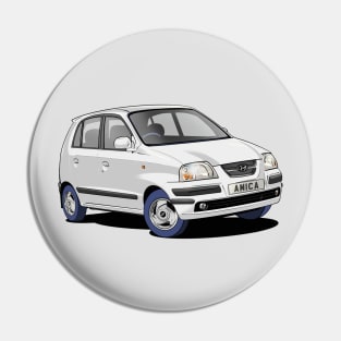 Hyundai Amica small car in white Pin