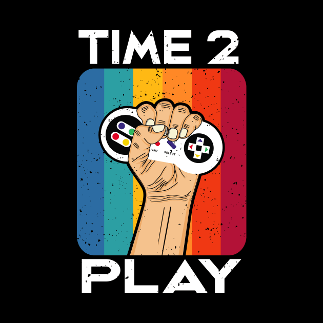 Time 2 Play Gaming Vintage Retro Controller Gamer by Foxxy Merch