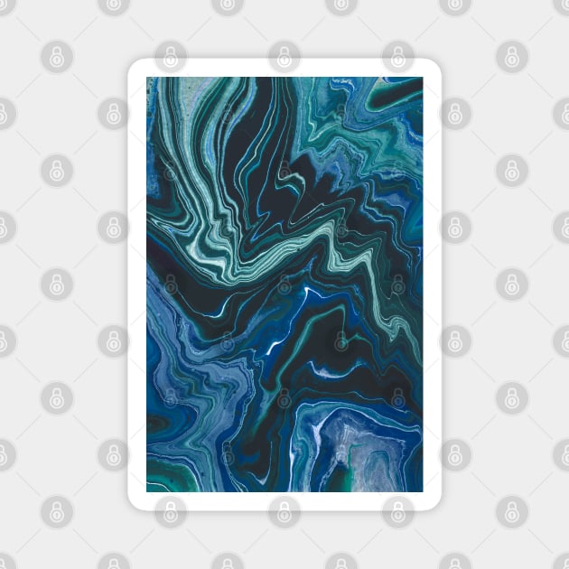 Striking swirl paint pattern, in silver and blue Magnet by F-for-Fab