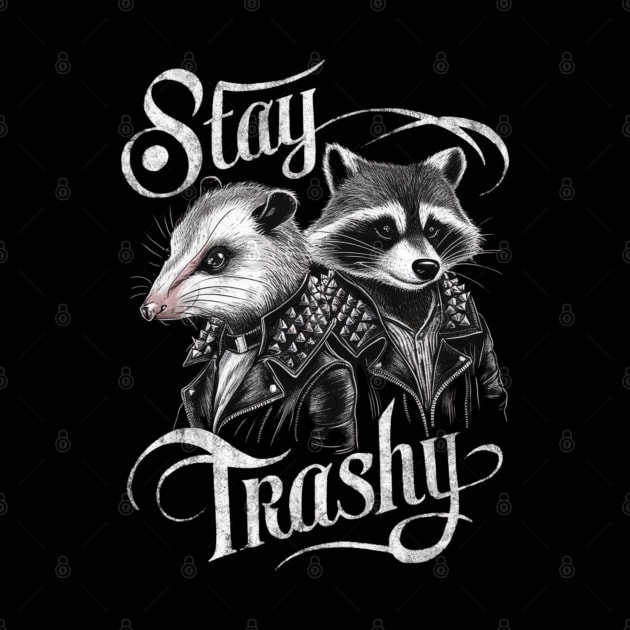 Stay Trashy Funny Possum And Raccoon Lovers by Lovelydesignstore