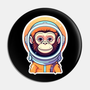 Monkey Ape Astronaut Illustration Pin