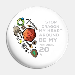 Roleplaying RPG Valentines Day Anniversary D20 Couple Gift Pin