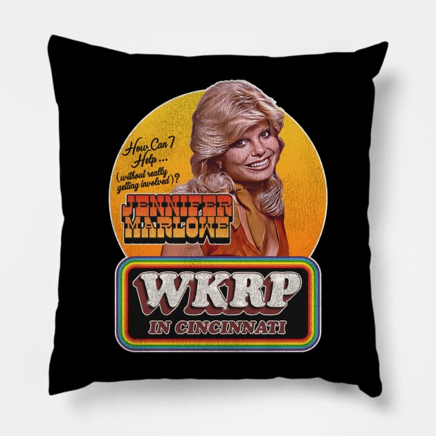 Jennifer Marlowe Receptionist at WKRP in Cincinnati Pillow by darklordpug