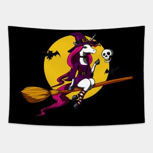 Unicorn Witch Halloween Tapestry