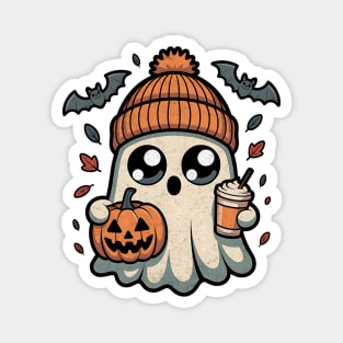 Cute Ghost Pumpkin Spice Fall Halloween Design Magnet