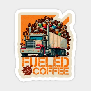 Vintage semi truck and coffee design Magnet